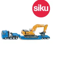 Ken Black 1:87 Flat Bed Transporter with Liebherr Excavator| Farm Model Vehicles & Playsets