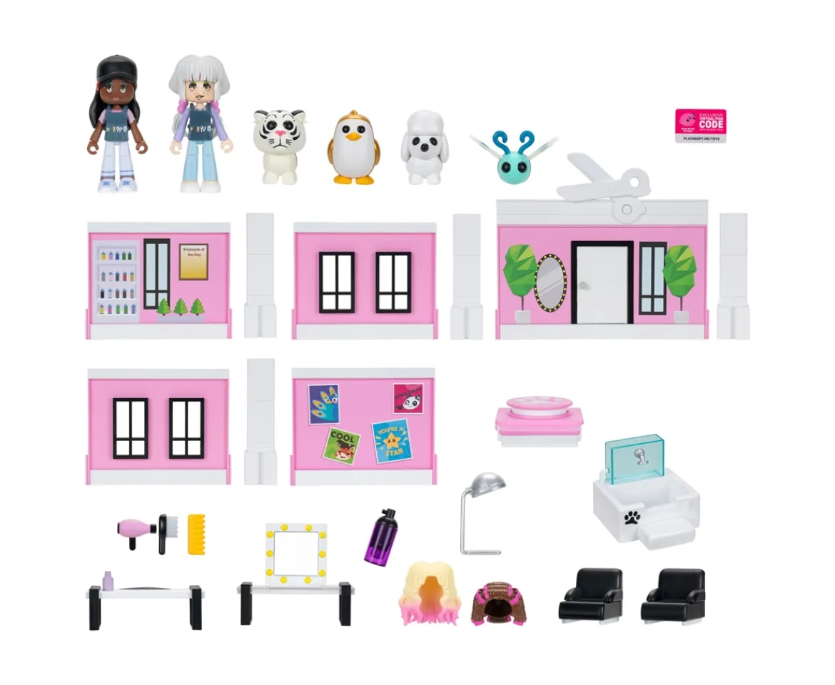 Ken Black Adopt Me! Pet Salon Deluxe Playset - Top Online Game - Exclusive Virtual Item Code Included - Featur| Action Figures & Playsets