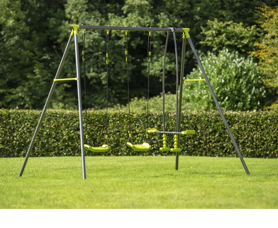 Ken Black Apatou 3 Unit Metal Swing Set| Swings & Slides
