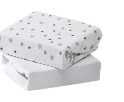 Ken Black Baby Elegance 2 pk Jersey Sheets Cot Bed Grey Star – 70 x 140cm| Nursery Furniture & Bedding