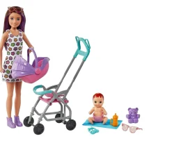 Ken Black Barbie Skipper Babysitters Pushchair and 2 Dolls Playset| Barbie|Dolls & Dollhouses