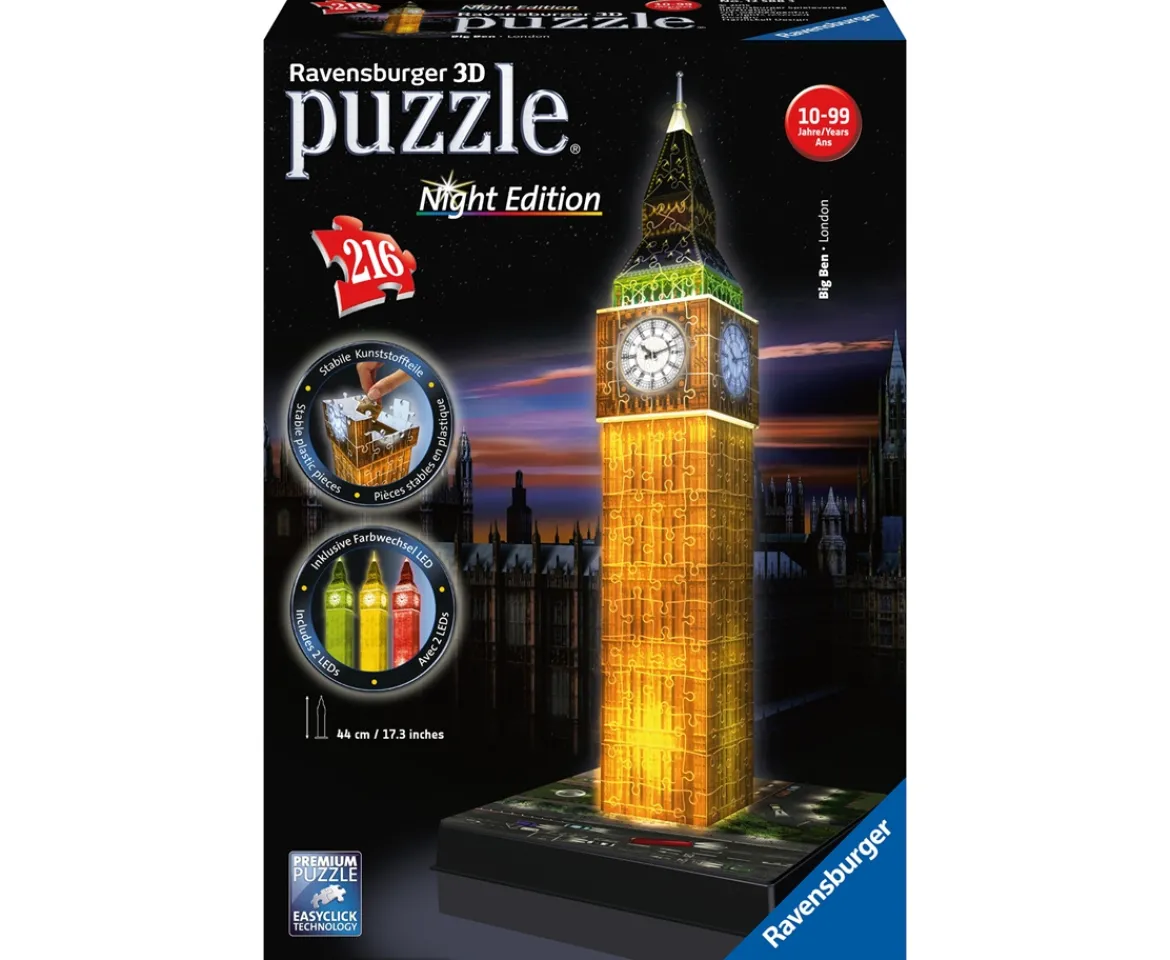 Ken Black Big Ben - Night Edition, 216pc 3D Jigsaw Puzzle®| Ravensburger|Puzzles