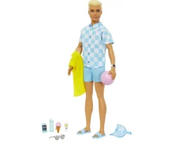Ken Black Blonde Ken Doll with Swim Trunks and Beach-Themed Accessories| Barbie|Dolls & Dollhouses