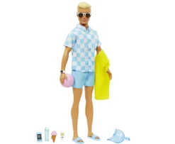 Ken Black Blonde Ken Doll with Swim Trunks and Beach-Themed Accessories| Barbie|Dolls & Dollhouses