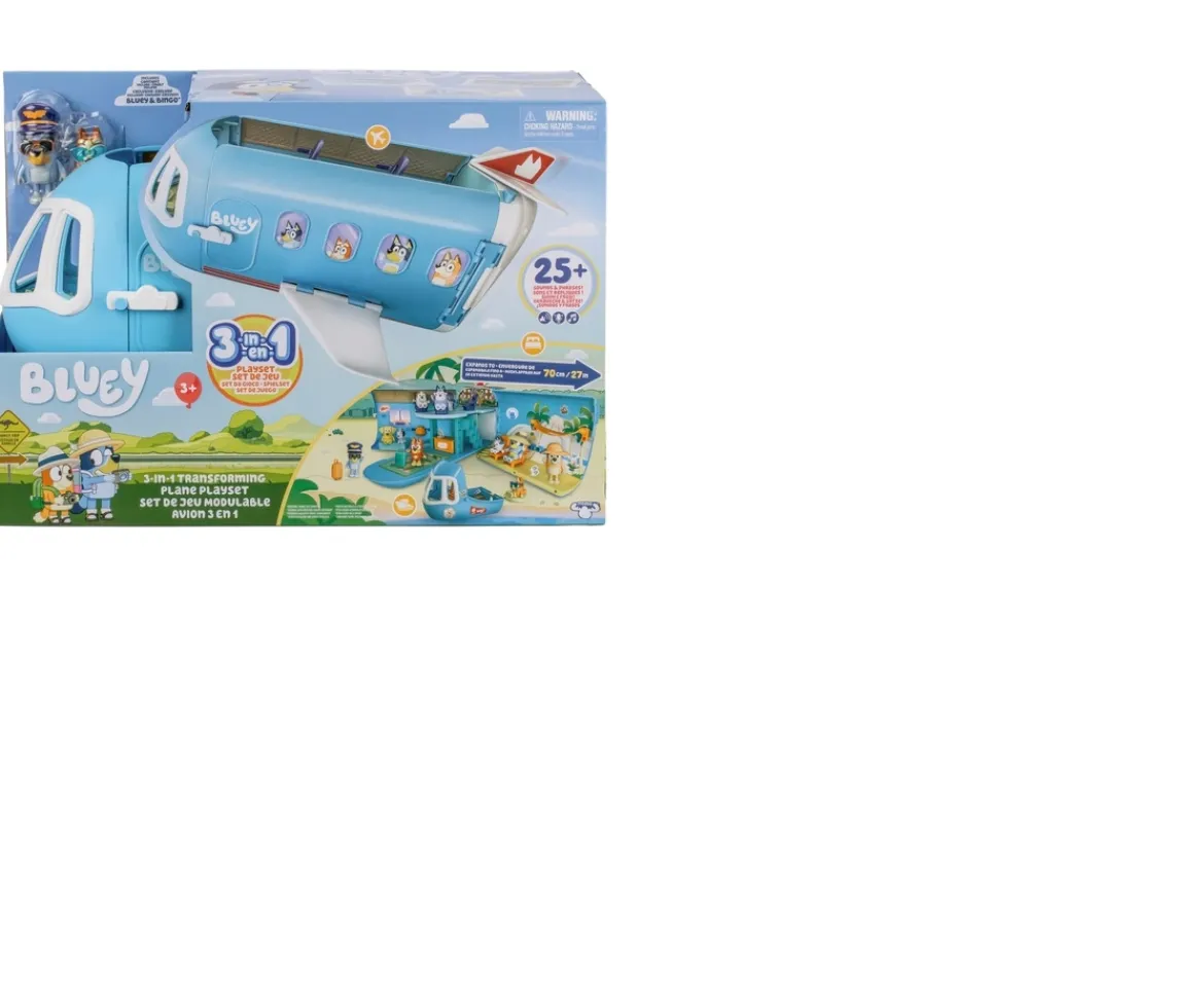 Ken Black Bluey 3-in-1 Transforming Plane Playset| Preschool & Electronic Learning