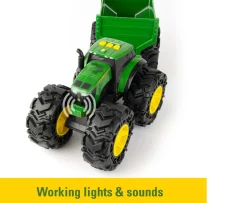 Ken Black Britains - John Deere Lights & Sounds Tractor with Wagon| Farm Model Vehicles & Playsets