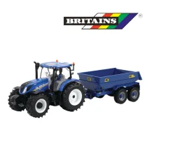 Ken Black Britains 1:32 New Holland  T6 Tractor with Dumper Trailer| Farm Model Vehicles & Playsets