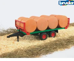 Ken Black Bruder 1:16 Bale Trailer with Bales| Bruder|Farm Model Vehicles & Playsets