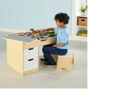 Ken Black Build 'n' Store Wooden Storage Desk & Stool| Art & Crafts|LEGO