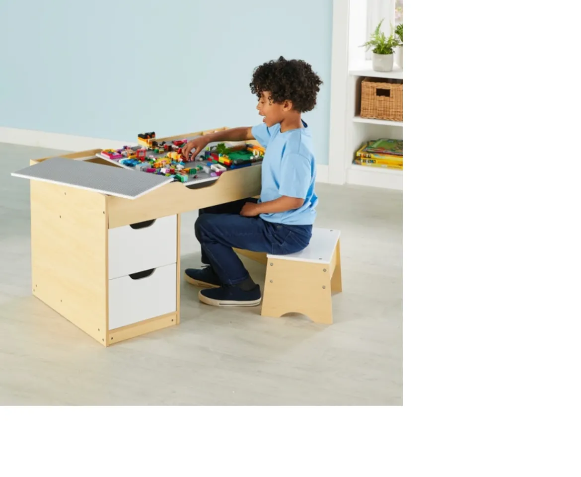 Ken Black Build 'n' Store Wooden Storage Desk & Stool| Art & Crafts|LEGO