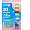 Ken Black Crafty Co. Fine Line Pastel Washable Markers 20 Pack| Art & Crafts