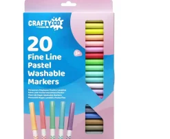Ken Black Crafty Co. Fine Line Pastel Washable Markers 20 Pack| Art & Crafts