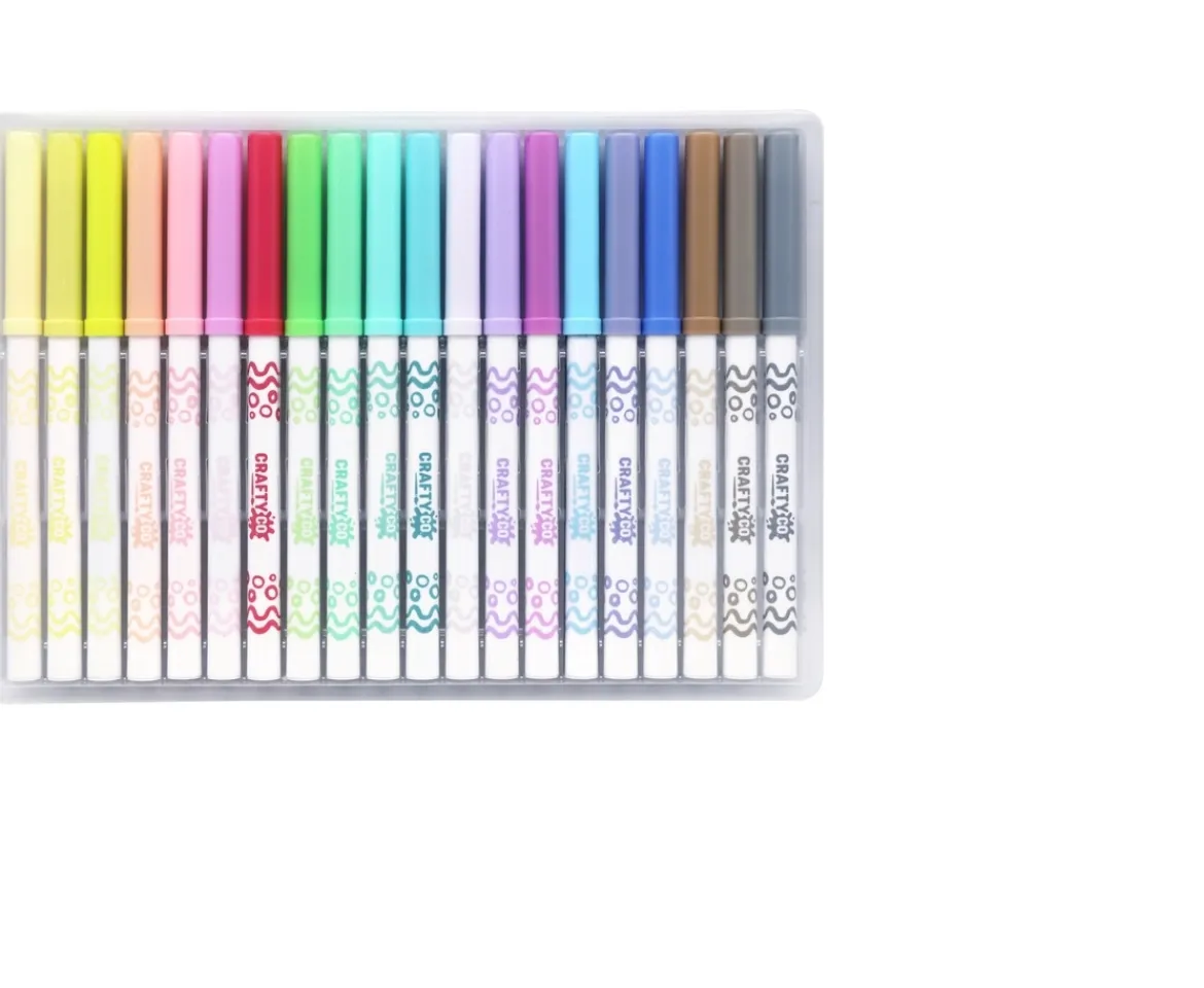 Ken Black Crafty Co. Fine Line Pastel Washable Markers 20 Pack| Art & Crafts