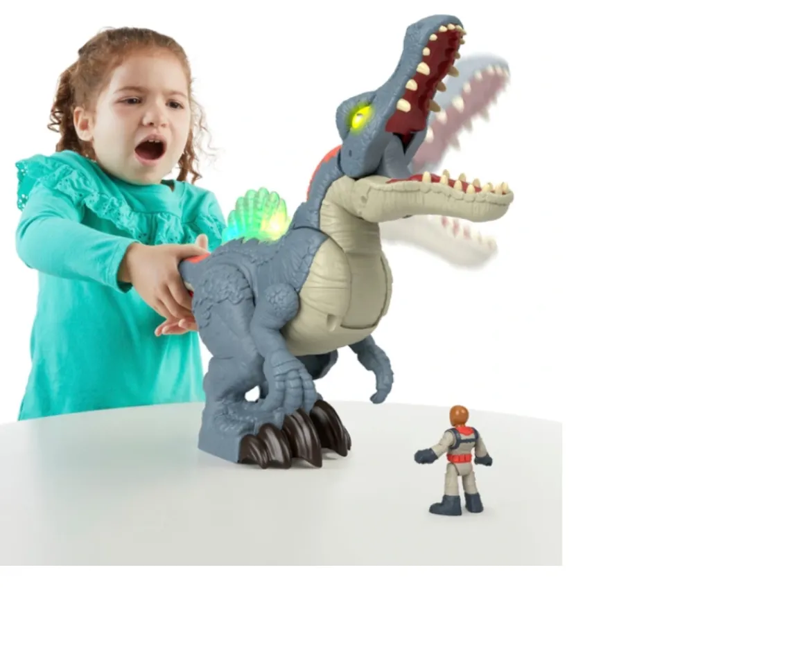 Ken Black Fisher Price Imaginext Jurassic World Ultra Snap Spinosaurus with Lights & Sounds| Action Figures & Playsets