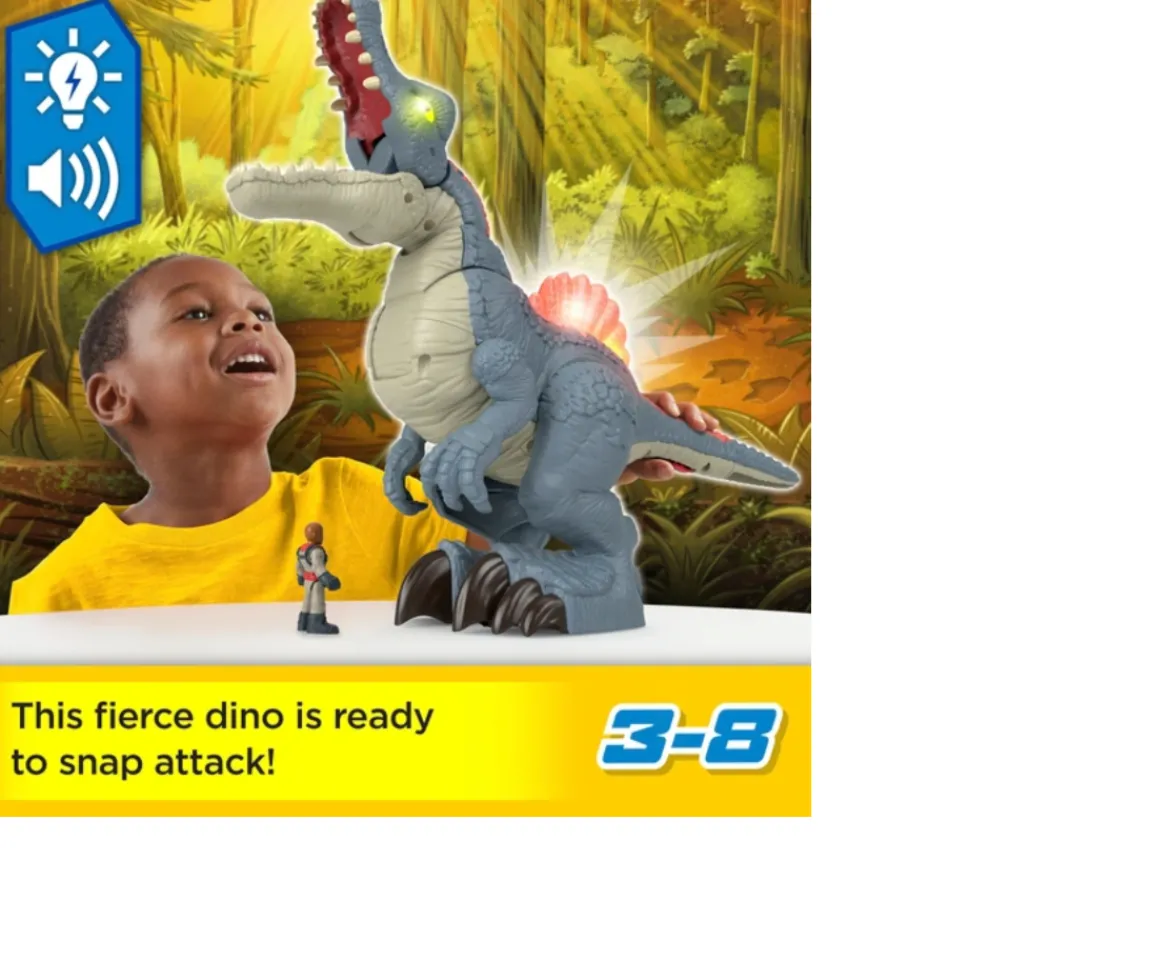 Ken Black Fisher Price Imaginext Jurassic World Ultra Snap Spinosaurus with Lights & Sounds| Action Figures & Playsets