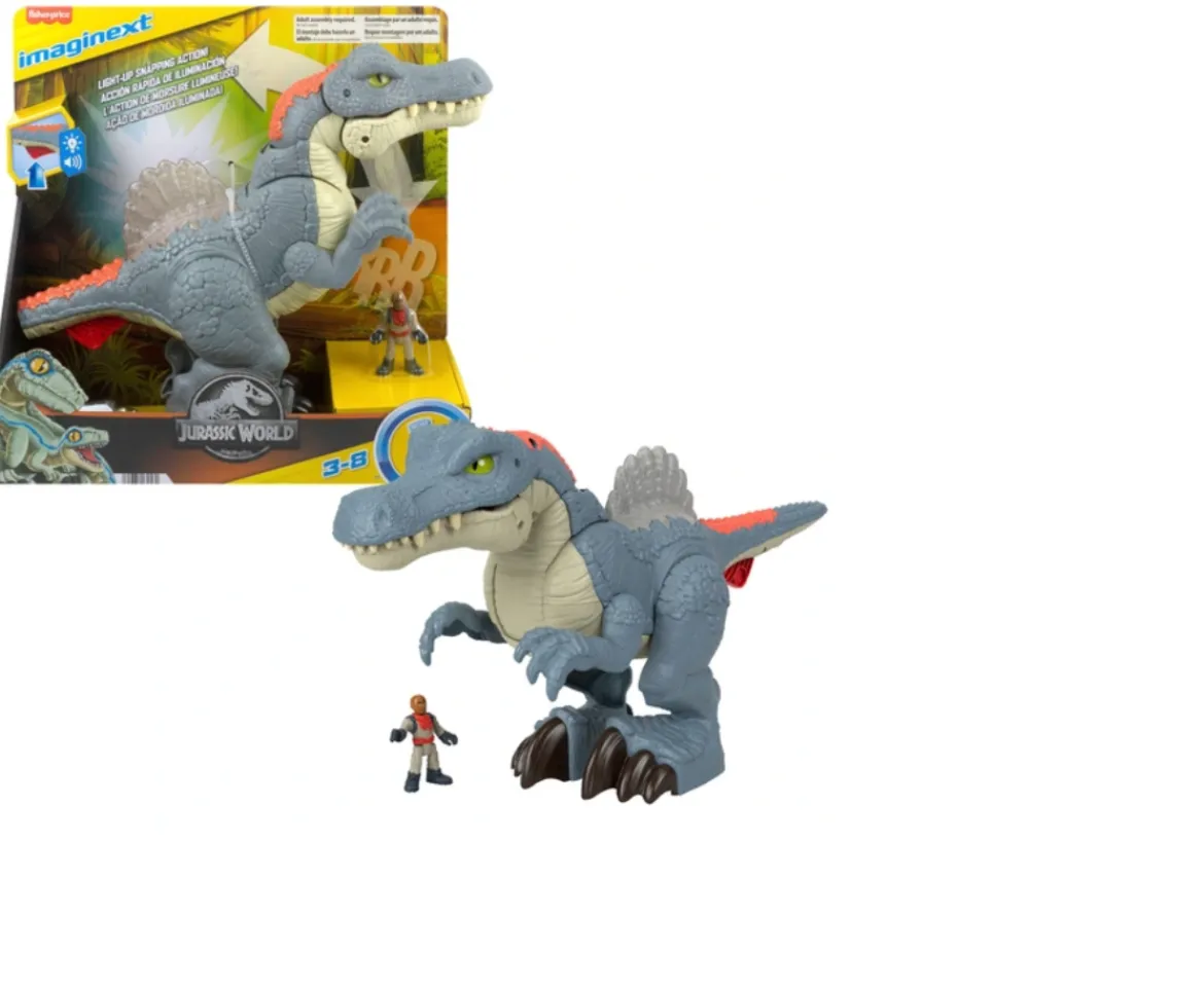Ken Black Fisher Price Imaginext Jurassic World Ultra Snap Spinosaurus with Lights & Sounds| Action Figures & Playsets