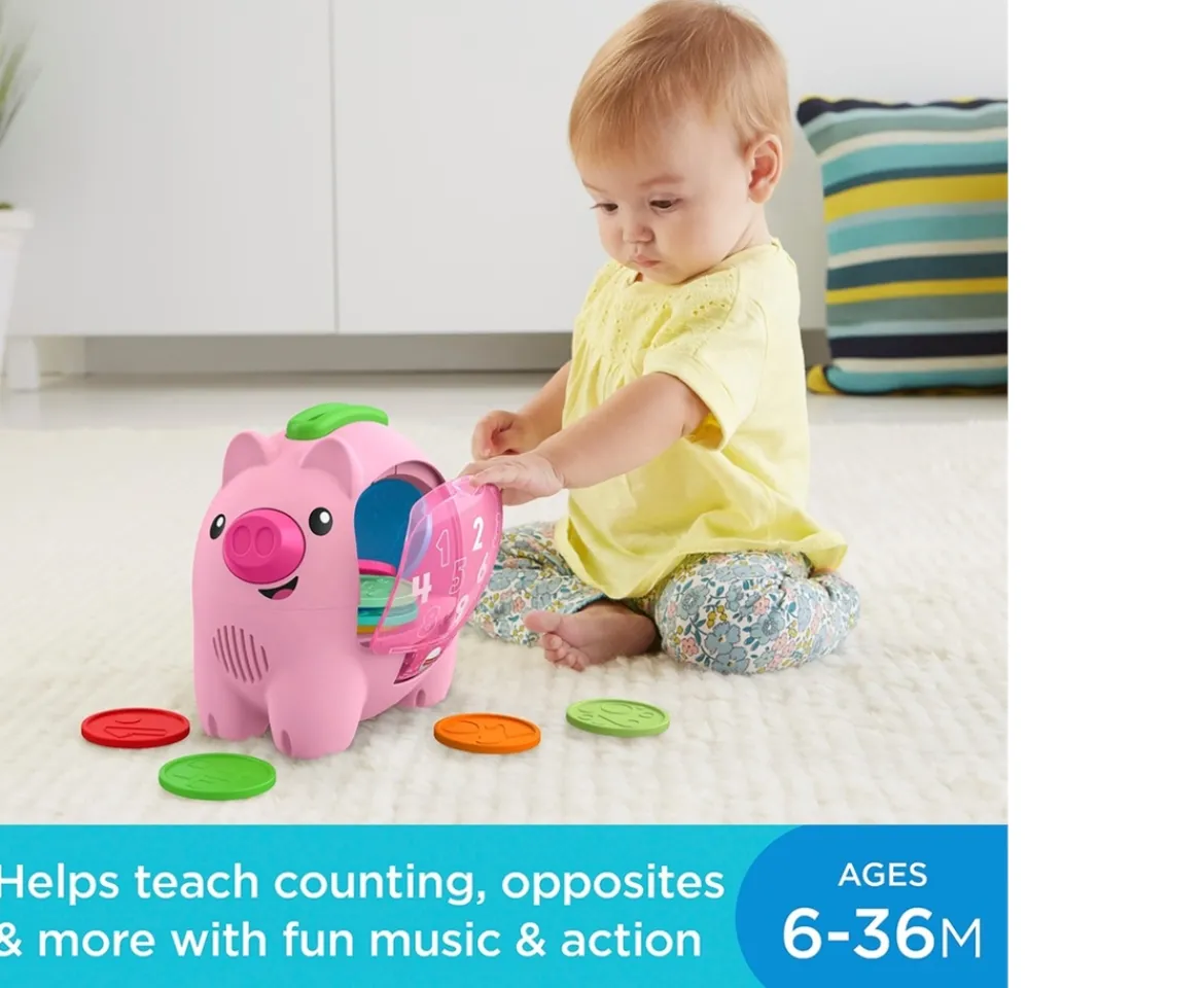 Ken Black Fisher-Price Laugh & Learn Count & Rumble Piggy Bank Activity Toy| Preschool & Electronic Learning