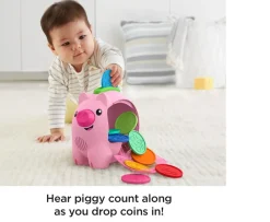 Ken Black Fisher-Price Laugh & Learn Count & Rumble Piggy Bank Activity Toy| Preschool & Electronic Learning