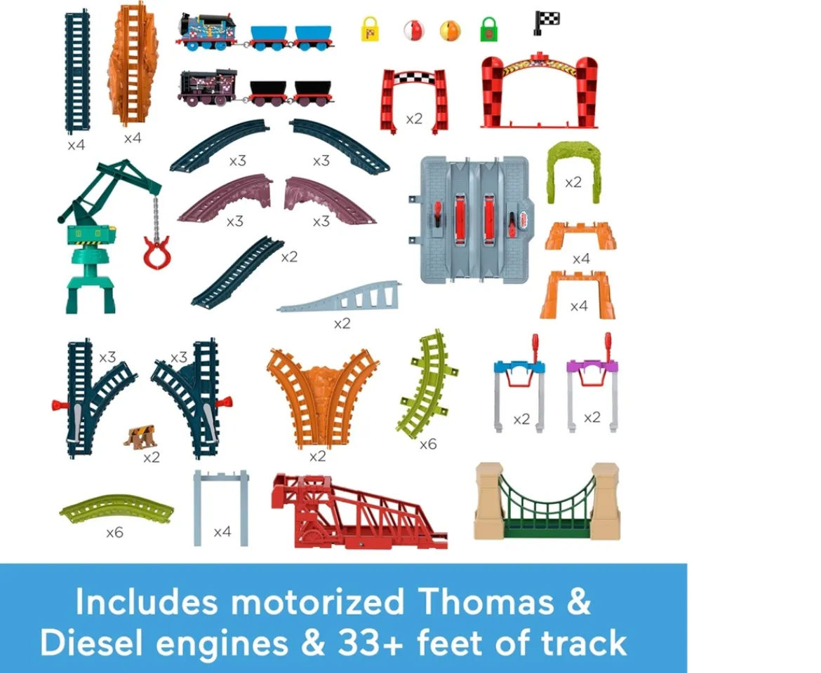 Ken Black Fisher-Price Thomas & Friends Thomas & Diesel Raceway Train Track Set| Preschool & Electronic Learning