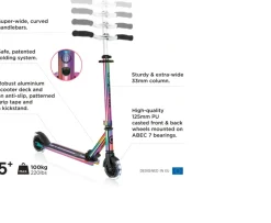Ken Black Globber FLOW ELEMENT LIGHTS 2-Wheel Foldable Scooter - Neochrome| Scooters