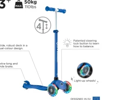 Ken Black Globber PRIMO PLUS LIGHTS Navy Blue Scooter| Scooters