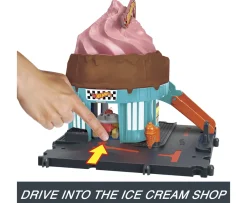 Ken Black Hot Wheels City Let's Race Netflix - Downtown Ice Cream Swirl Playset| Hot Wheels|Building & Vehicle Toys