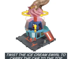 Ken Black Hot Wheels City Let's Race Netflix - Downtown Ice Cream Swirl Playset| Hot Wheels|Building & Vehicle Toys