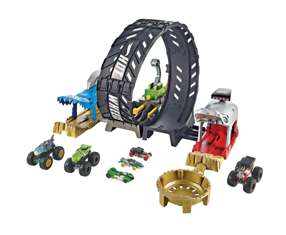 Ken Black Hot Wheels Monster Trucks Epic Loop Challenge Playset + 8 Vehicles| Hot Wheels|Action Figures & Playsets