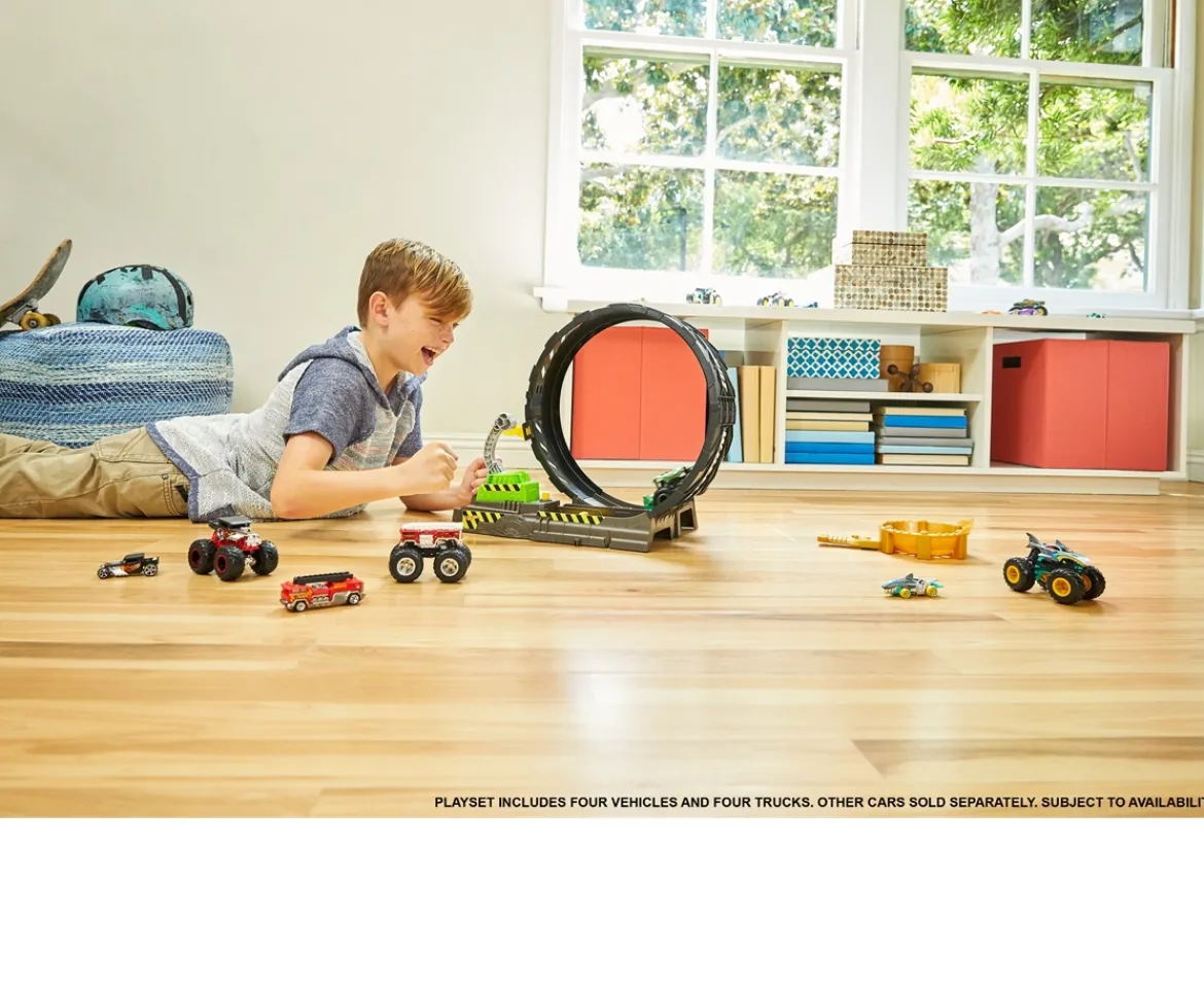 Ken Black Hot Wheels Monster Trucks Epic Loop Challenge Playset + 8 Vehicles| Hot Wheels|Action Figures & Playsets