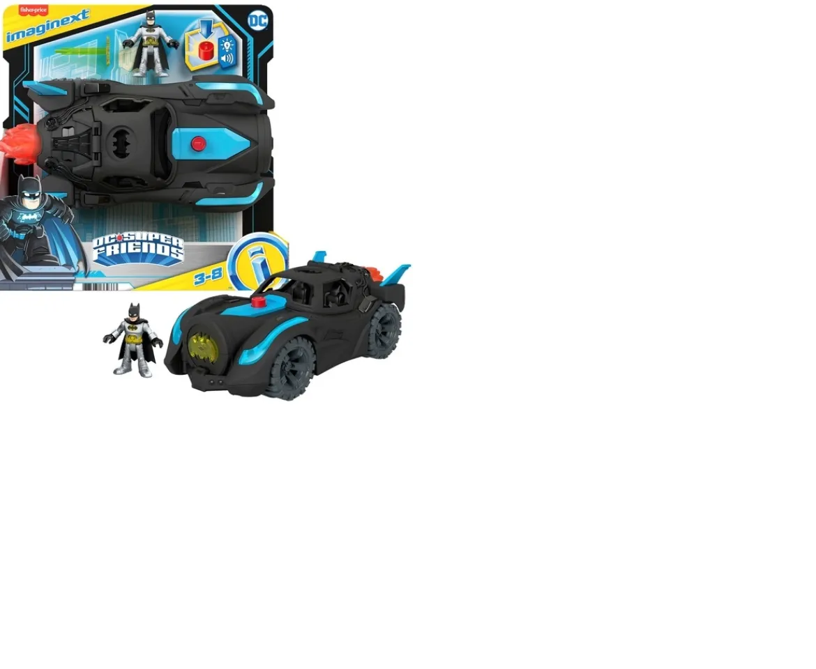 Ken Black Imaginext DC Super Friends Lights & Sounds Batmobile and Batman Figure| Action Figures & Playsets