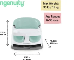 Ken Black Ingenuity Baby Base 2-in-1 Booster Seat Mist| Highchairs|Baby Play