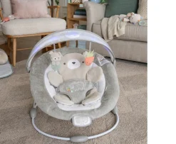 Ken Black Ingenuity InLighten Bouncer Seat with Light Up Toy Bar – Nate the Little Bear| Baby Play