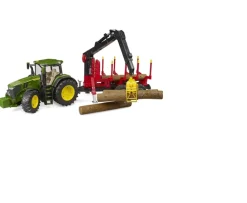 Ken Black John Deere 7R 350 with Forestry Trailer & 4 Trunks| Farm Model Vehicles & Playsets