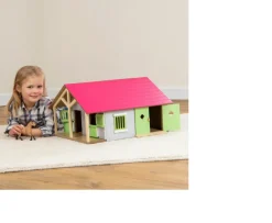 Ken Black Kids Globe 1:24 Wooden Horse Stable Set| Farm Model Vehicles & Playsets