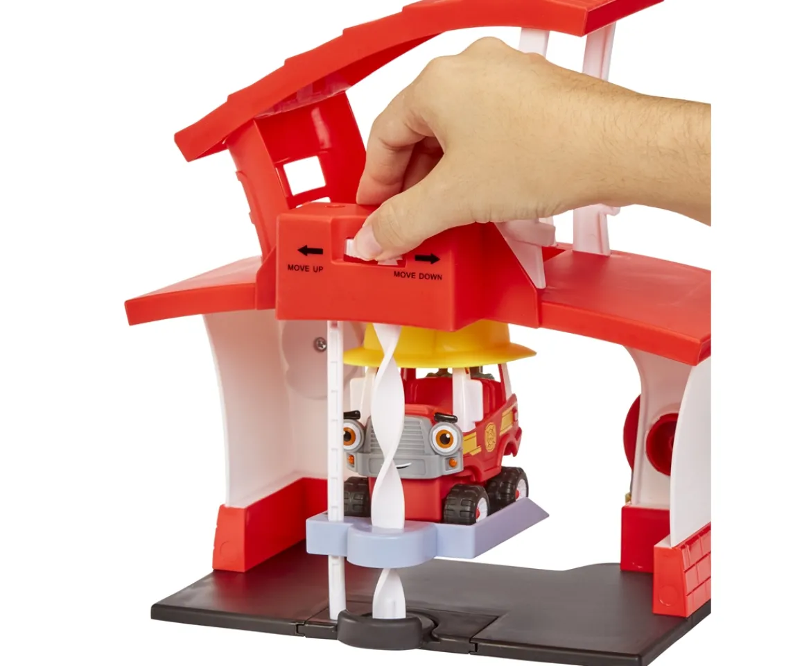 Ken Black Let’s Go Cozy Coupe™ Fire Station Playset with Fire Truck Mini Push and Play Vehicle for Tabletop or| Preschool & Electronic Learning