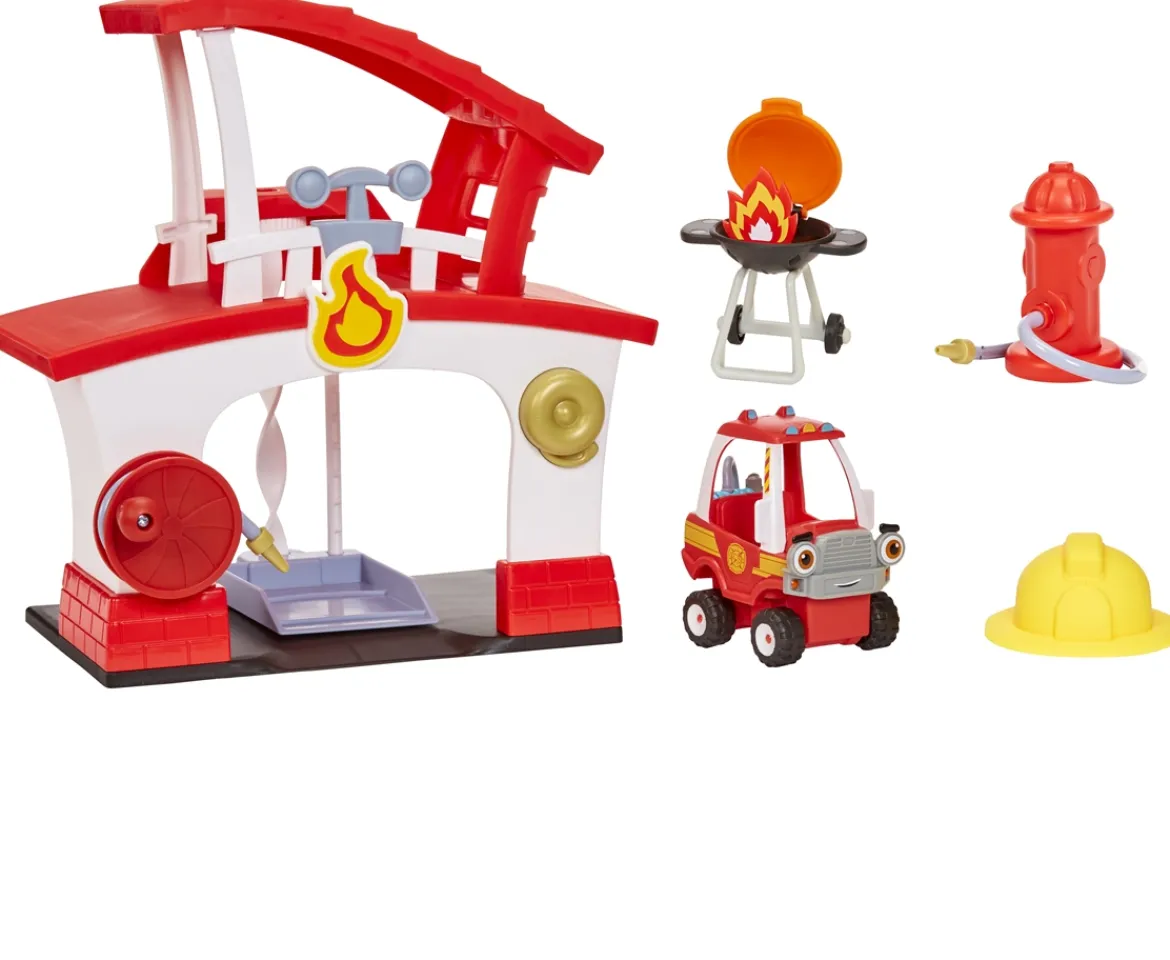 Ken Black Let’s Go Cozy Coupe™ Fire Station Playset with Fire Truck Mini Push and Play Vehicle for Tabletop or| Preschool & Electronic Learning