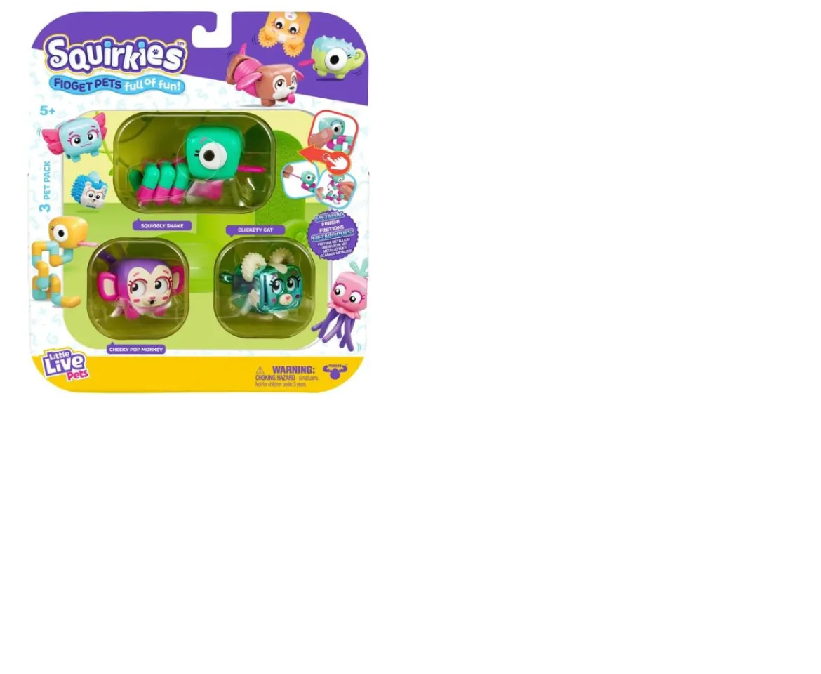 Ken Black Little Live Pets - Squirkies: 3 Pack: Metallic Clickety Cat| Interactive Toys