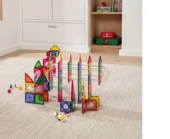 Ken Black Magnetic Tiles 125-Piece Ball Run Set| Building & Vehicle Toys