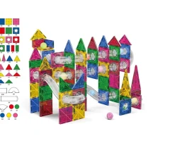 Ken Black Magnetic Tiles 125-Piece Ball Run Set| Building & Vehicle Toys
