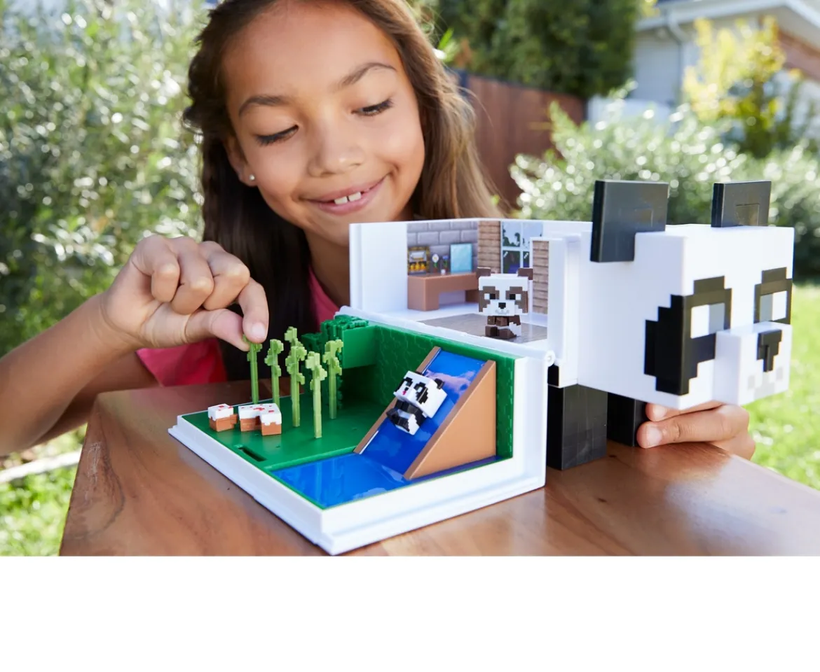 Ken Black Mine Craft Mini Hobhead Panda Play Set| Action Figures & Playsets