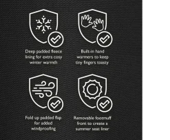 Ken Black miniuno Universal Footmuff Black| Strollers