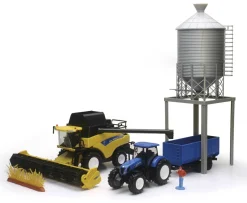 Ken Black New Holland Harvester, Tractor & Grain Bin Set| Farm Model Vehicles & Playsets|Action Figures & Playsets