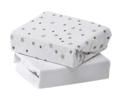 Ken Black 2pk Jersey Sheets Cot grey Star| Nursery Furniture & Bedding