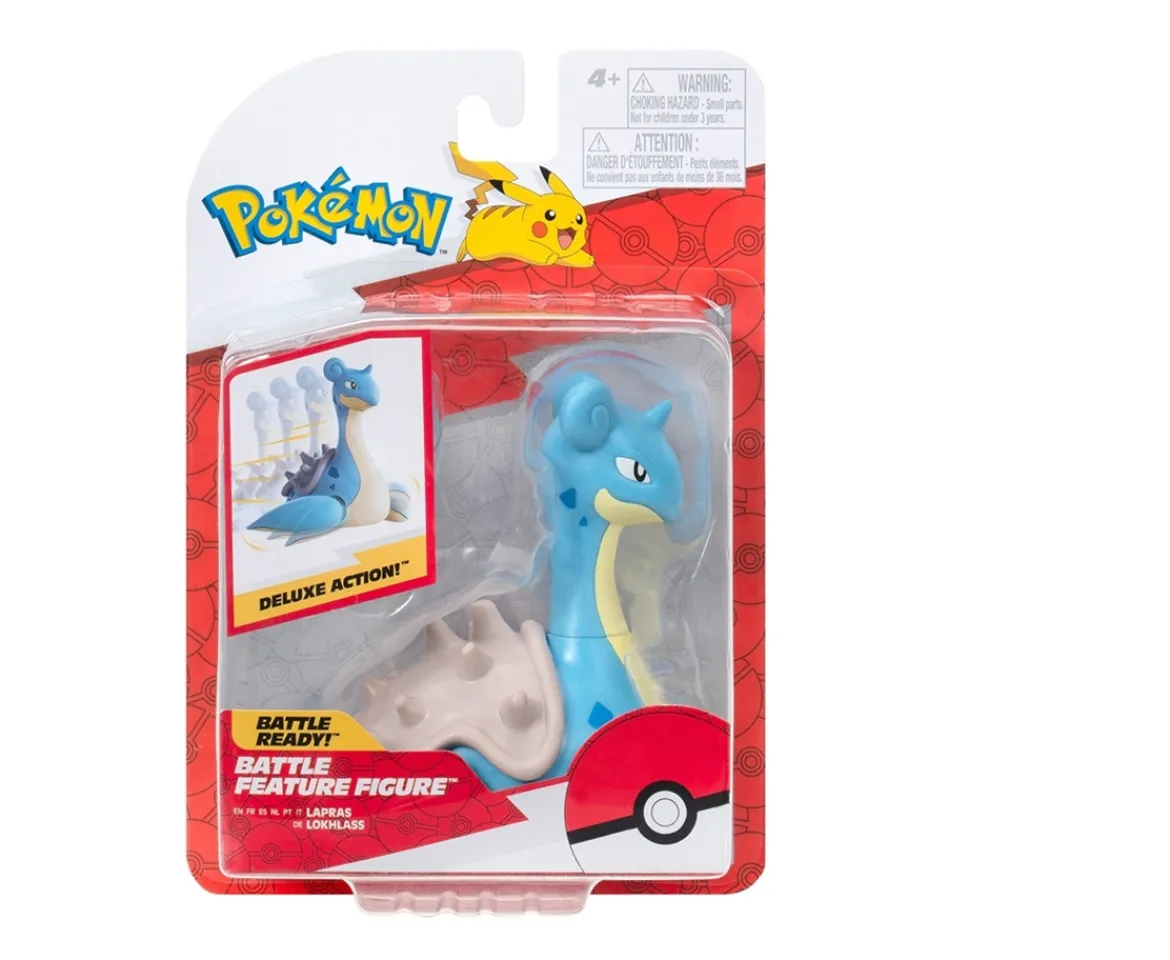Ken Black Pokémon Lapras Battle Feature Figure - 4.5-Inch Lapras Battle Ready Figure with Charge Attack| Action Figures & Playsets