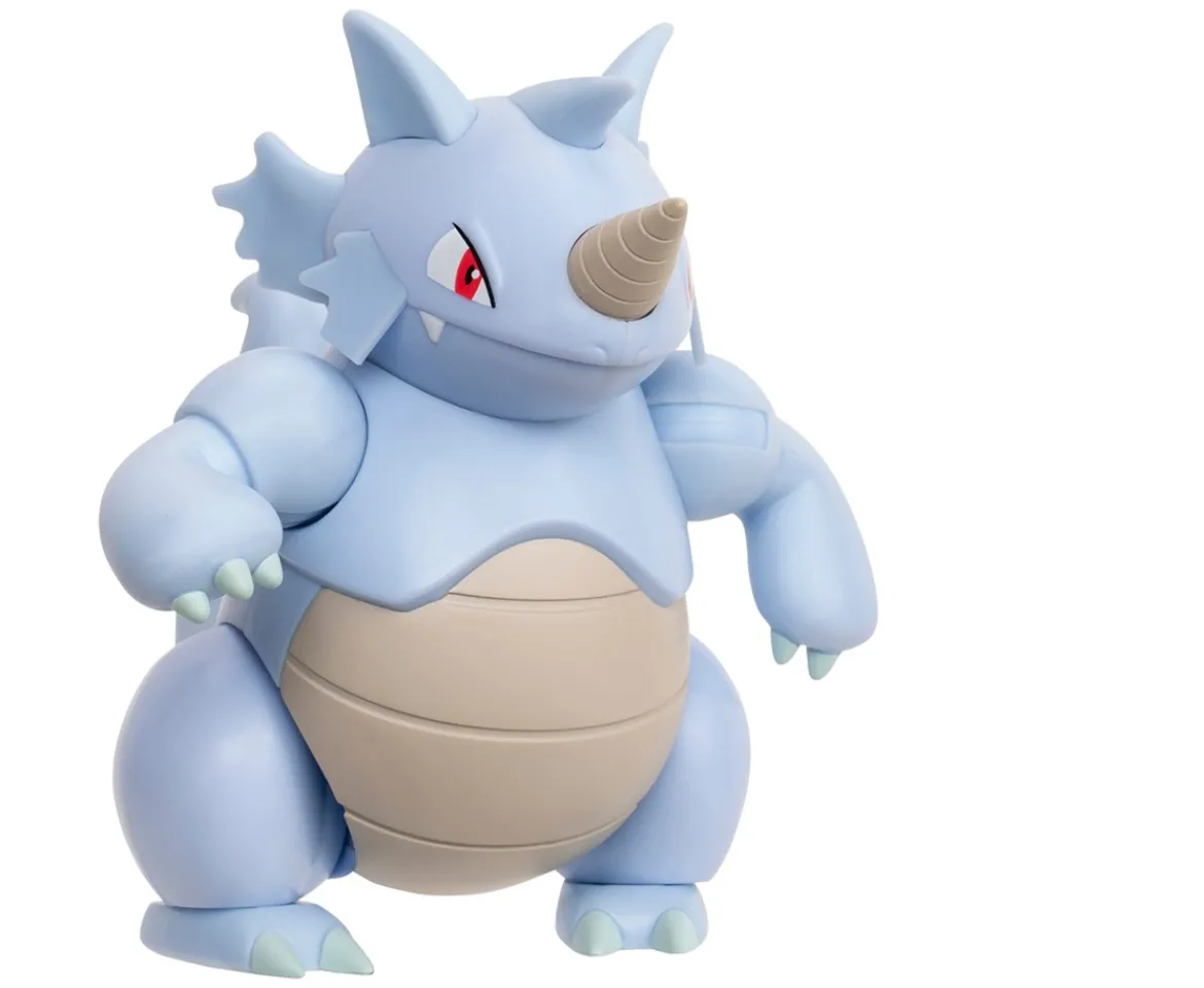 Ken Black Pokémon Rhydon Battle Feature Figure - 4.5-Inch Rhydon Battle Ready Figure with Horn Attack| Action Figures & Playsets