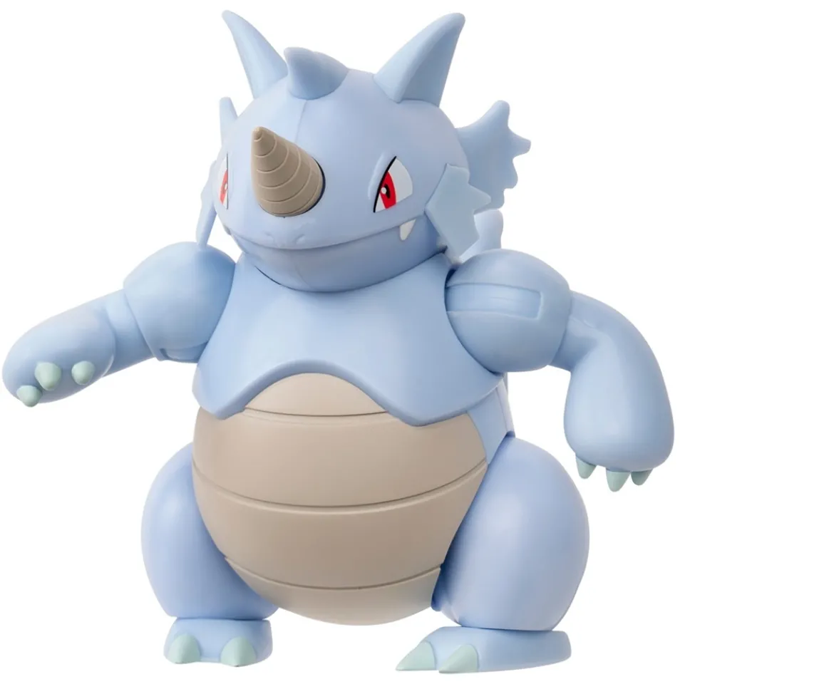Ken Black Pokémon Rhydon Battle Feature Figure - 4.5-Inch Rhydon Battle Ready Figure with Horn Attack| Action Figures & Playsets