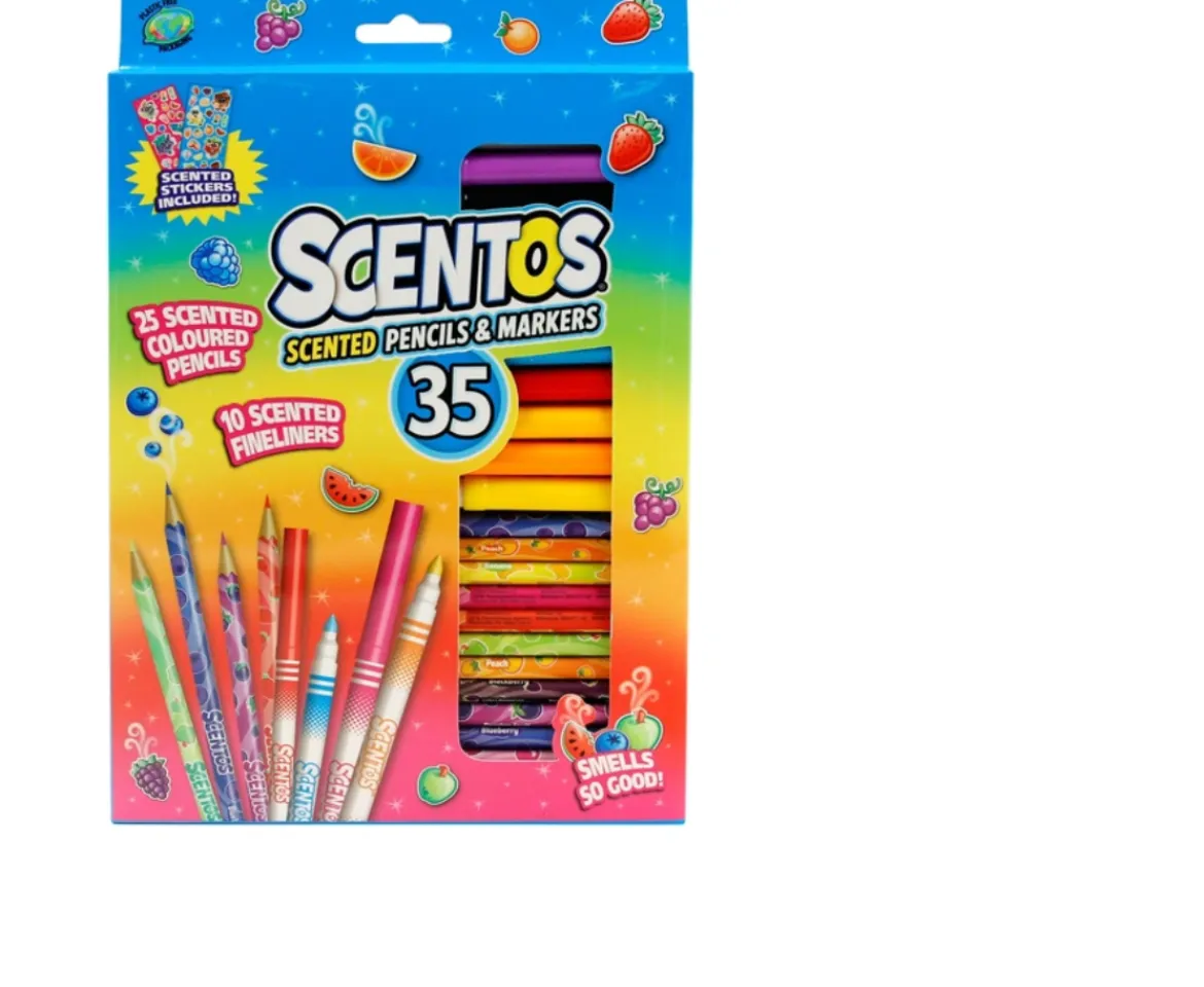 Ken Black Scentos Fine Line Markers & Coloured Pencils 35 Pack| Art & Crafts