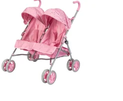 Ken Black Side by Side Twin Doll Stroller in Pink| Dolls & Dollhouses