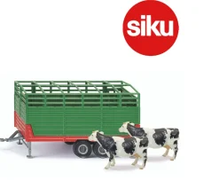 Ken Black Siku 1:32 Livestock Trailer with 2 Cows 2875| Farm Model Vehicles & Playsets