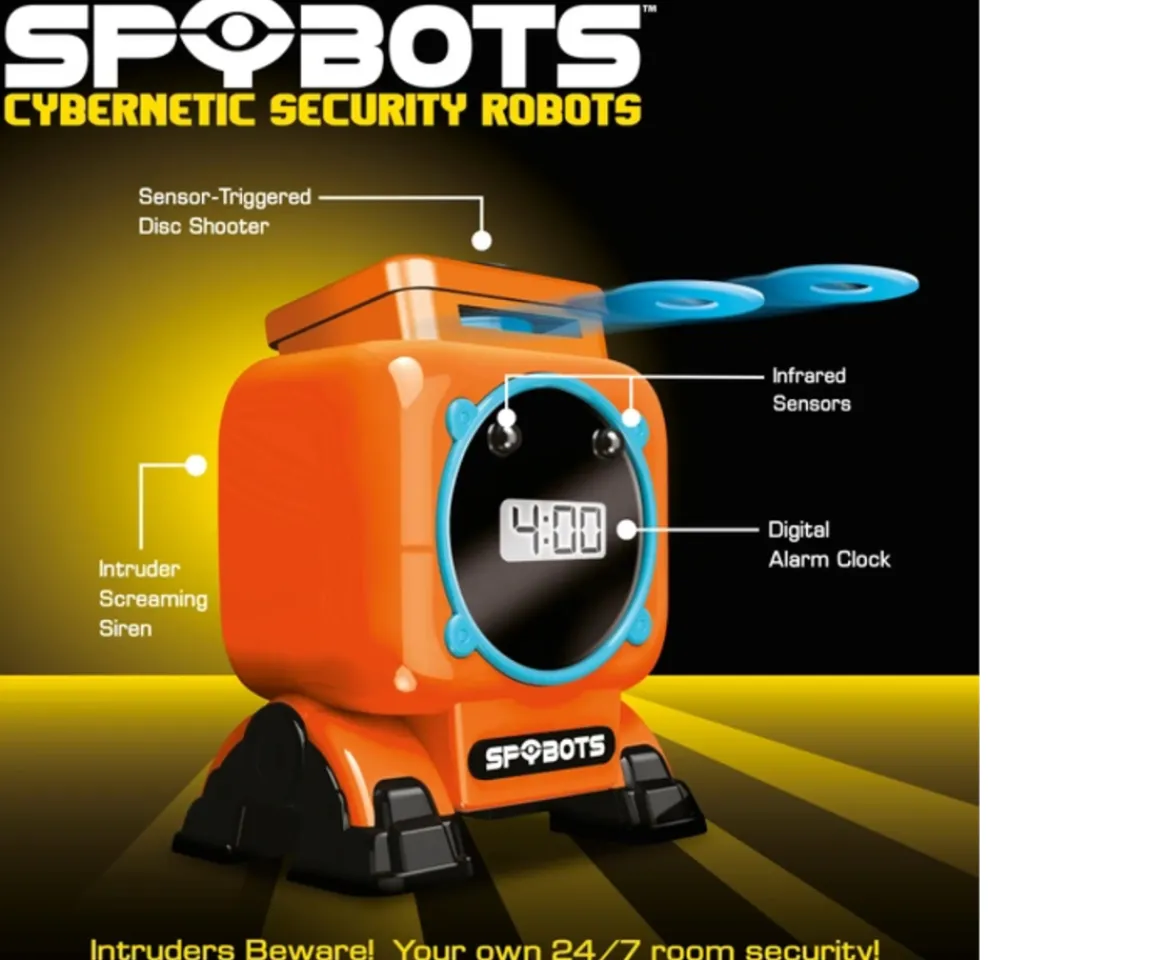 Ken Black Spybots Clockbot Disc-Shooting Robot Alarm Clock| Action Figures & Playsets